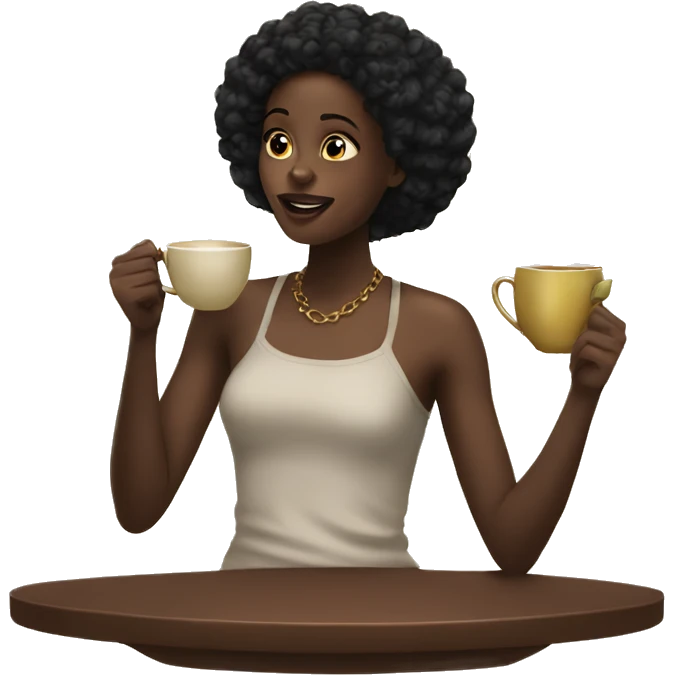 Black girl gossip over tea emoji