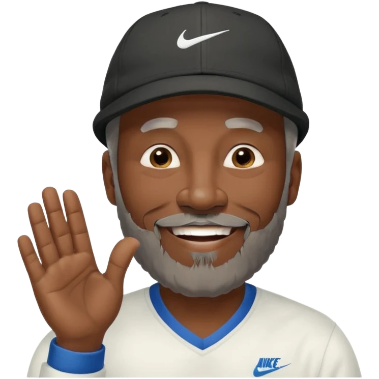 OLDER BLACK MAN WITH LOW CUT BEARD AND A NIKE HAT SAYING WHO CARES?! MOTIONING HANDS  emoji