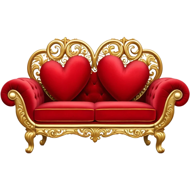 Romantic red and gold heart-couch emoji