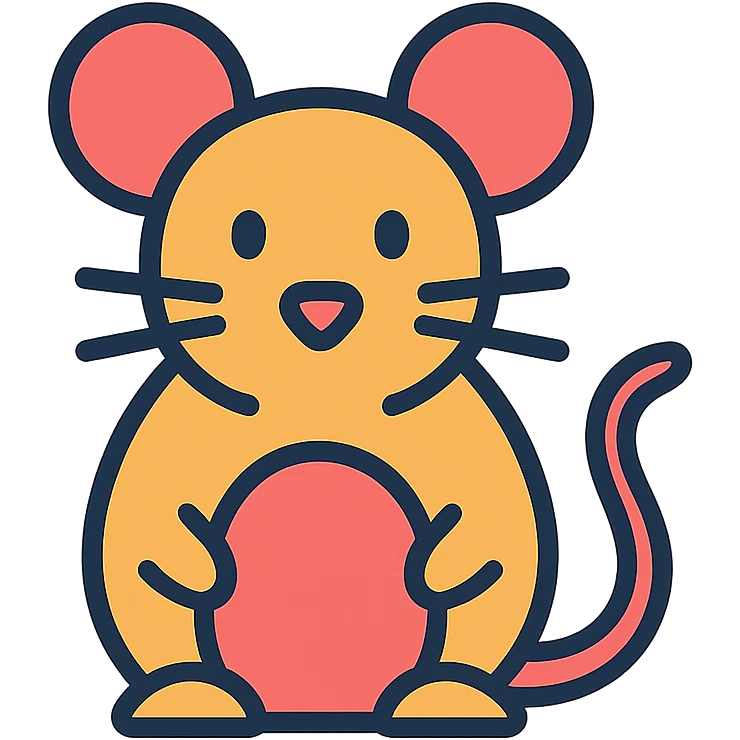 mouse, color outlined icon style, black outlines with subtle color fills, modern and playful emoji