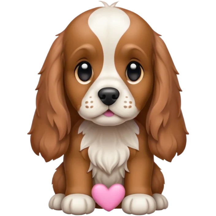 Cachorro Cocker branco e marrom com focinho rosa. emoji