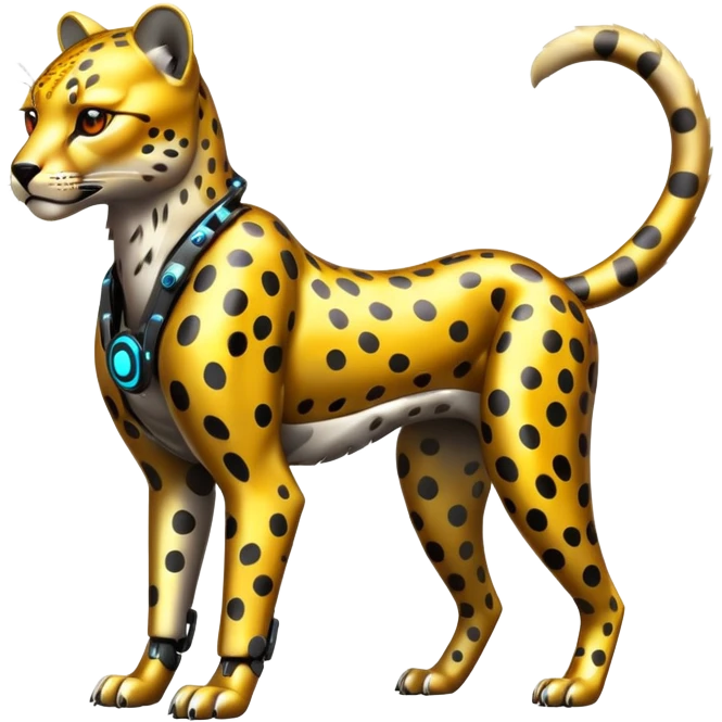 Shiny advanced futuristic Cyberpunk cheetah (full body) emoji