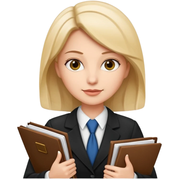 lawyer woman, professional attire, holding legal documents, confident expression emoji