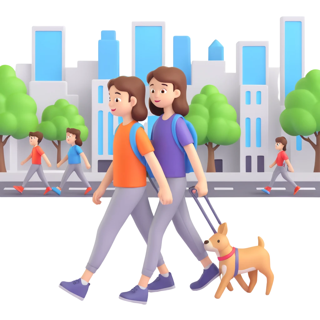 Sister and brother walking in a busy city emoji