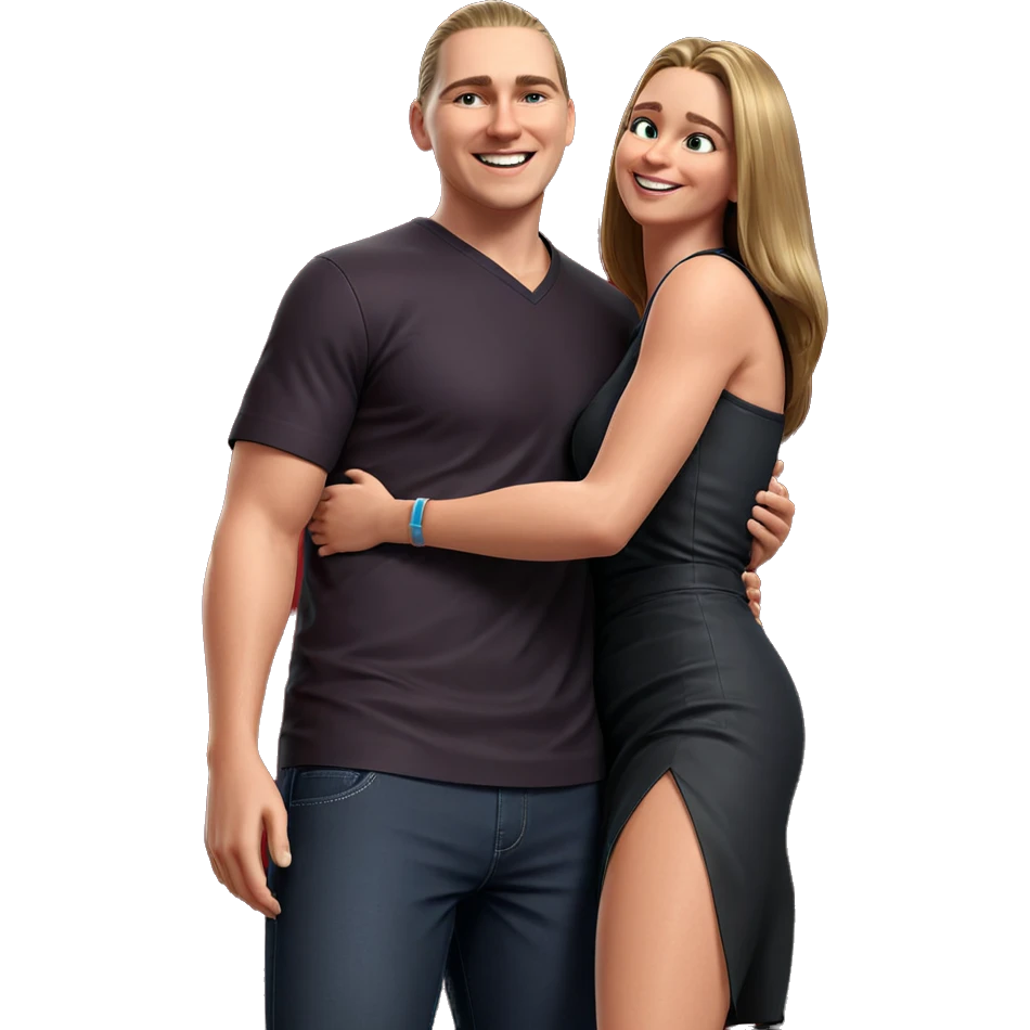 happy couple sharing a hug emoji