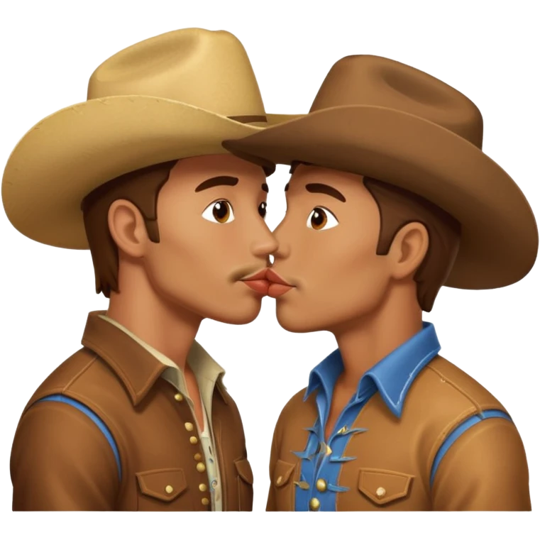 close up of two men cowboys kissing emoji