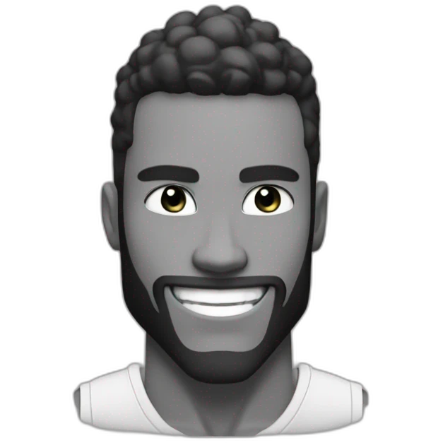 Giga Chad smiling black and white musculation meme a little from profile and with short hairs emoji