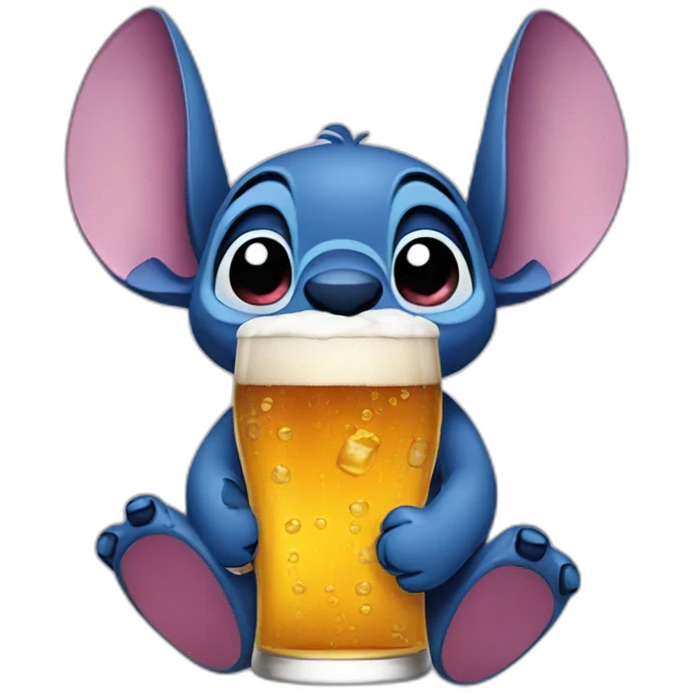 Stitch drinks beer emoji