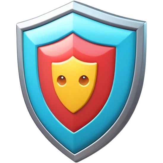 Clash of Clans aesthetic: Cinematic Playful 3D Isometric Shield Emoji, rendered in a 3D vector-style similar to standard emojis with minimal shading and bold, simplified shapes. A compact, distinct form with signature details, softly glowing with a fantasy RPG magic charm. Simplified yet unmistakably iconic, highly detailed and consistent, glowing with a soft radiance and high shine. Stylized with a touch of heroic grandeur and a soft glowing outline, capturing the essence of a beloved gaming relic with a friendly, playful manner! emoji