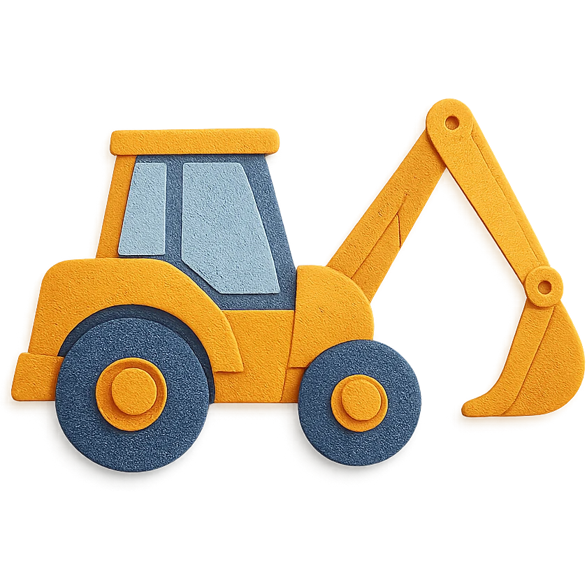 paper craft style backhoe loader emoji