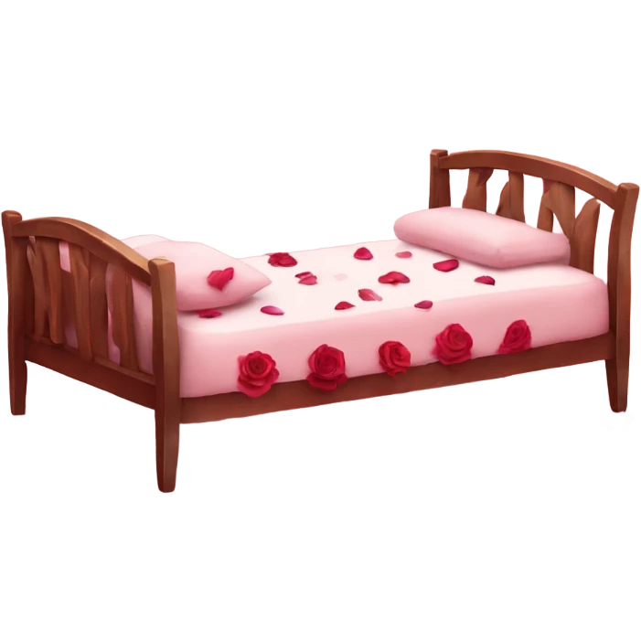 Valentine’s Day bed with rose petals emoji