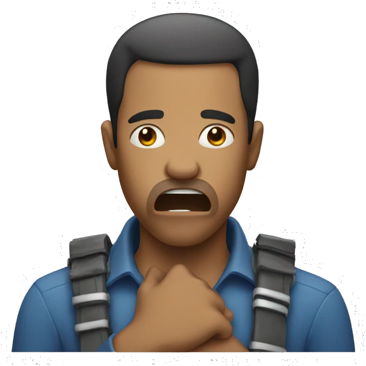 MAN HOLDING HIS BREATH USING FORCE WITH HIS MOUTH emoji