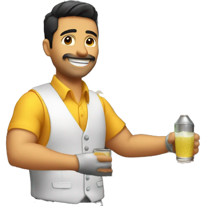 Bartender haciendo trucos con una copa emoji