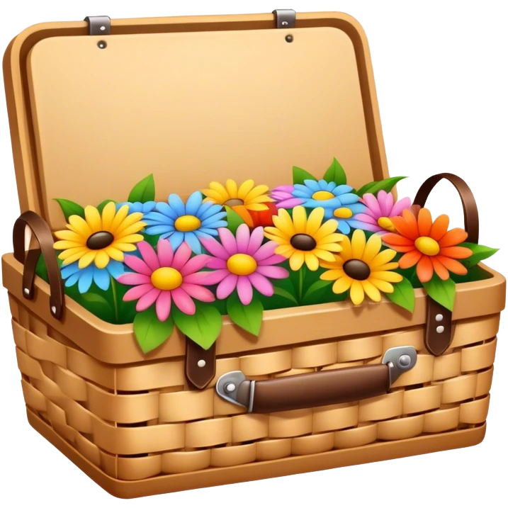 picnic basket with flowers inside emoji
