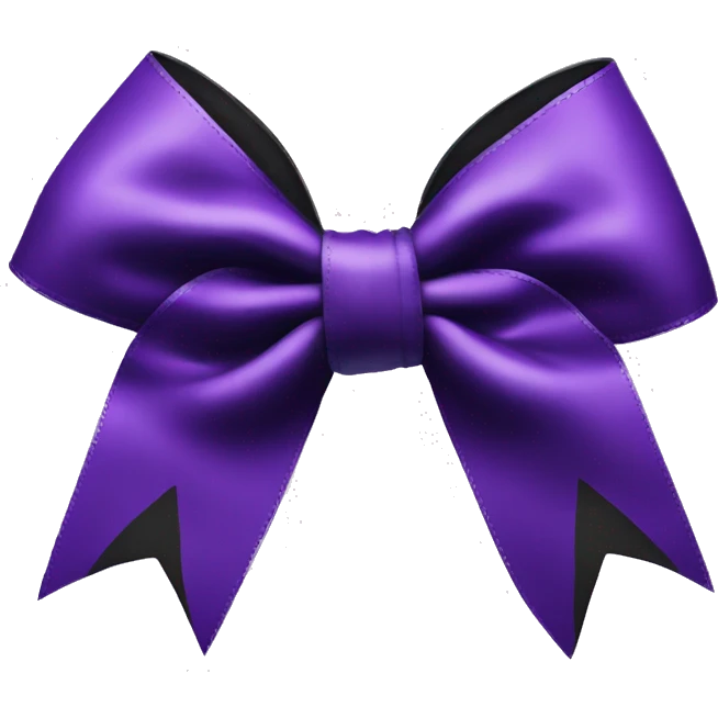 purple cheer bow with black kisses emoji