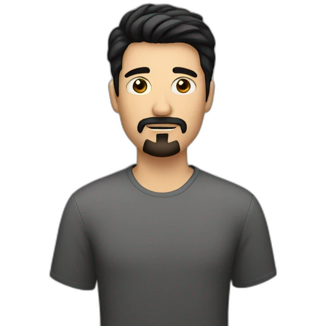white man with short black hair and a goatee emoji