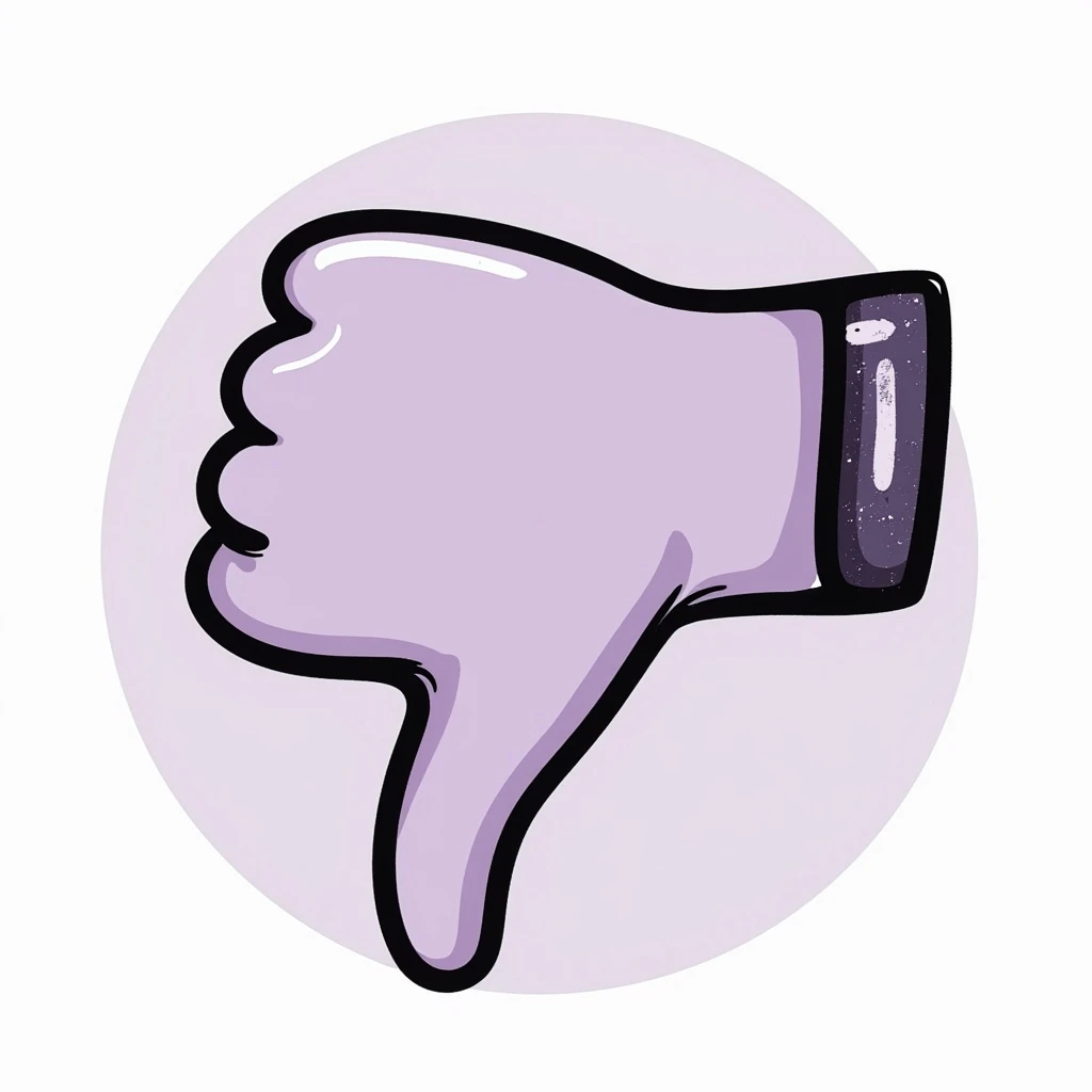 thumbs down emoji in chalk style, soft lilac color palette, rough doodle-like texture as if drawn with pastel chalk on a dark surface, aesthetic and emotional Telegram channel emoji