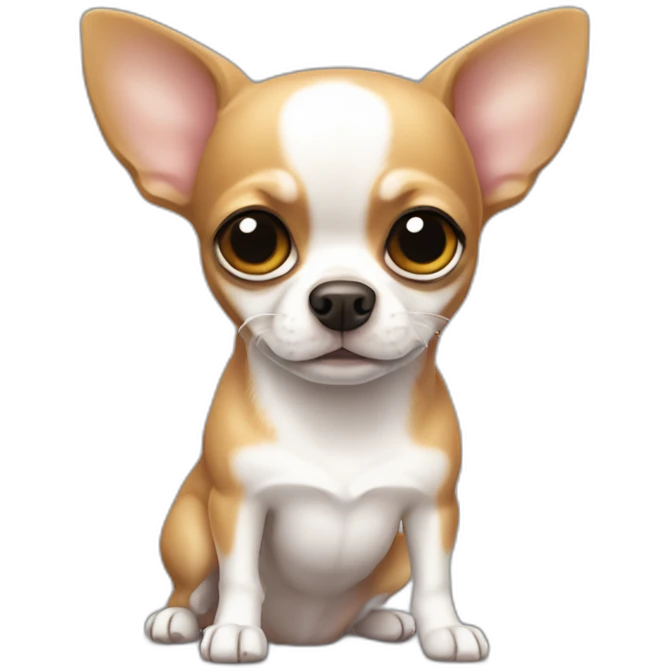 Chihuahua muy gordo y obeso blanco gracioso emoji