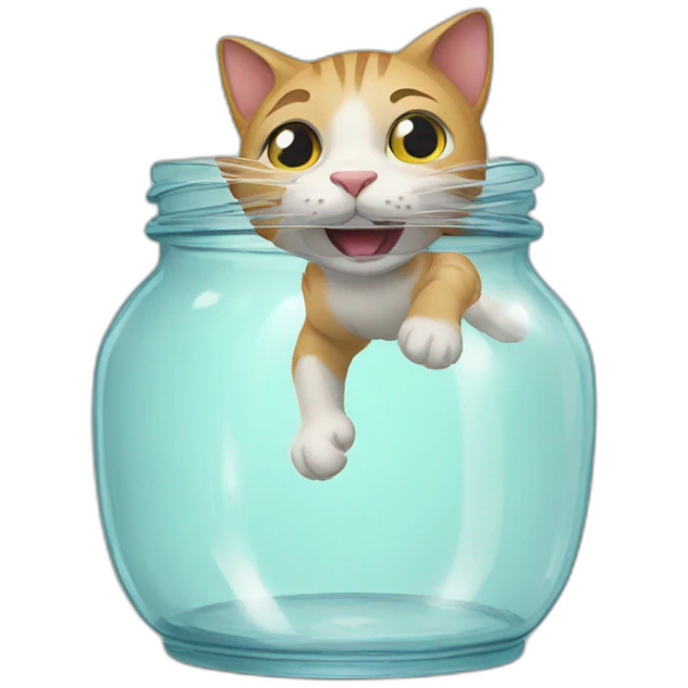 Cat escaping a glass jar emoji