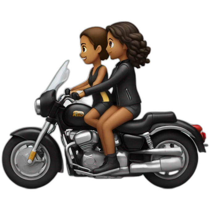 Garçon + fille à l'arrière sur une moto duccati noire emoji