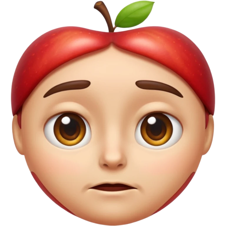  Apple emoji style, high clarity slightly widened eyes, subtle tension around eyes, small tight curved-down mouth, eyebrows raised inward, expression of quiet worry emoji