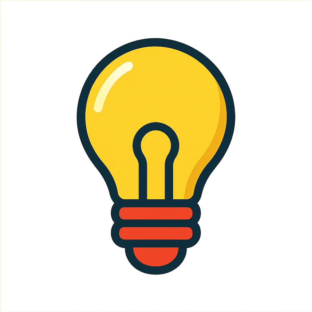 bulb icon with color outline, minimalistic and professional look emoji
