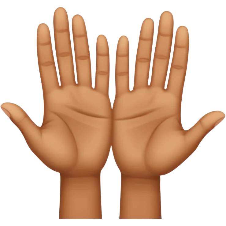 Two upward facing hands one a Little higher than the other. Over the one on the left there is a 6 and over the one on the right there is a 7   emoji