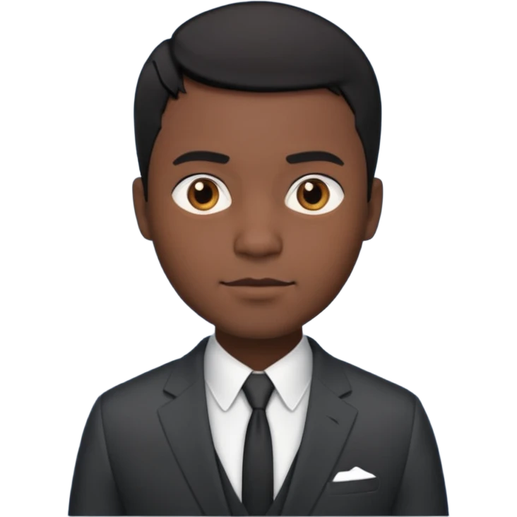 black man short hait with suit emoji