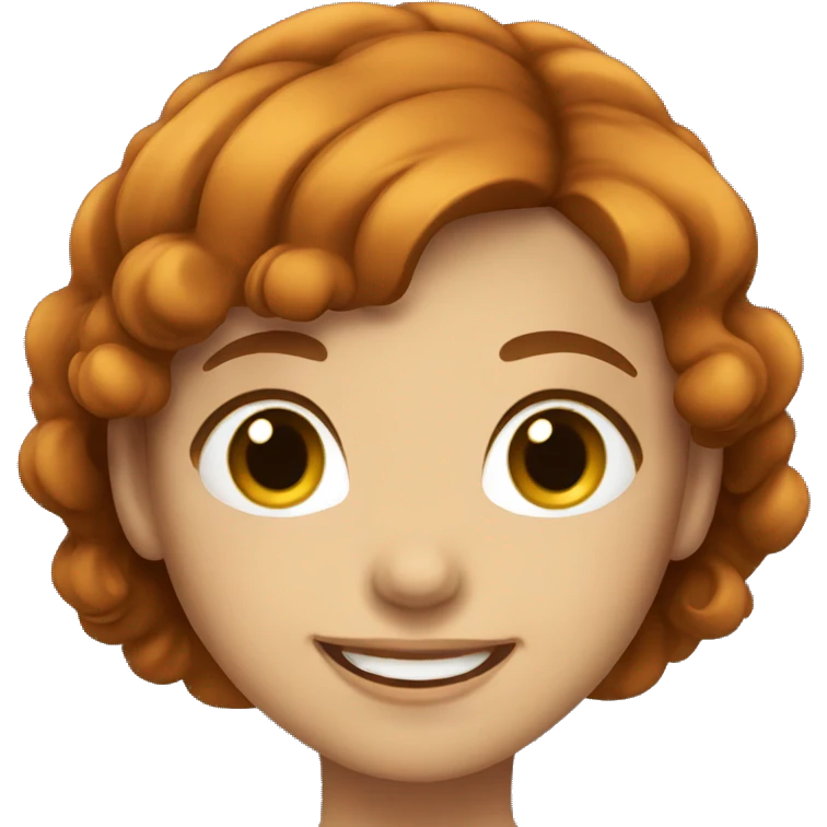 smiling girl with dark ginger hair emoji
