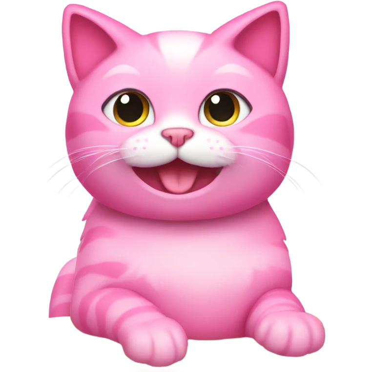 Pink cat on cat tower with glitter emoji