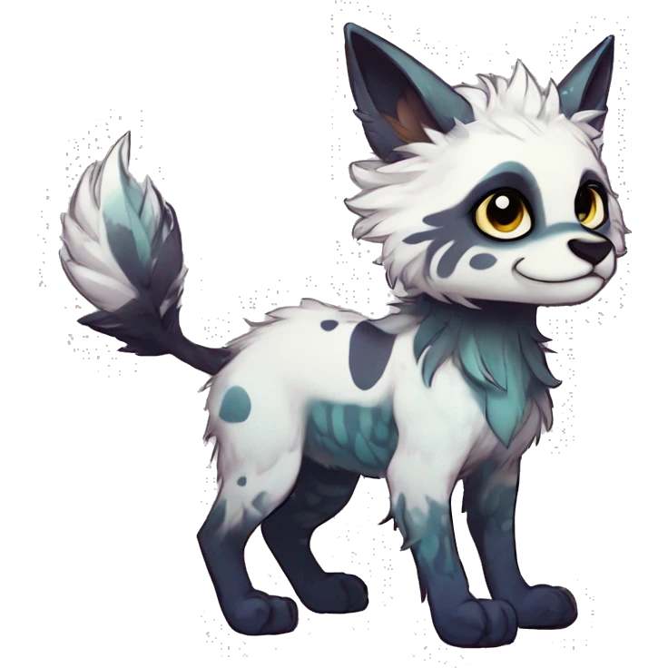 Cool cute Kawaii edgy fantasy shiny animal  fursona Fionbri vernid by griffsnuff & LiLaiRa & Falvie full body emoji
