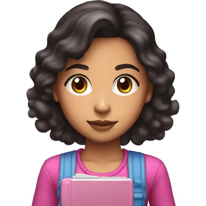 dark haired lightskin girl playing pink nintendo ds emoji