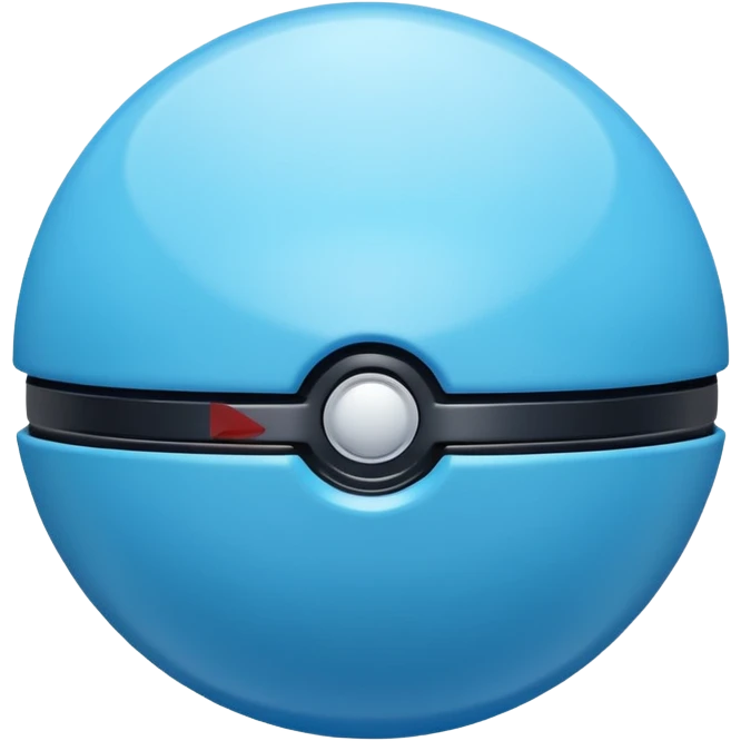 vibrant blue pokeball emoji with a black stripe and highlights, top half vibrant blue, bottom half white emoji