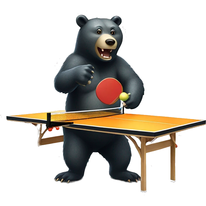 Bear playing table tennis with a crocodile emoji