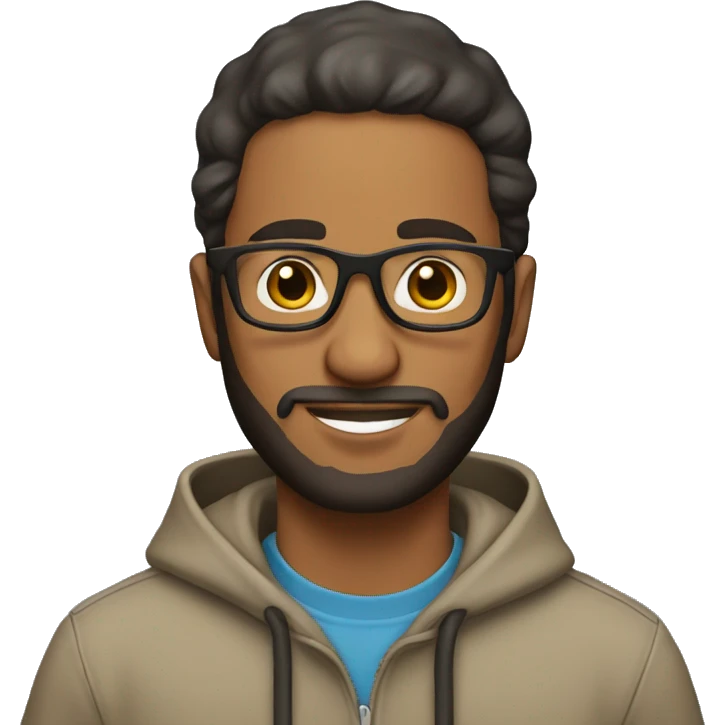 brown man with glasses, cap and hoodie with a beard emoji