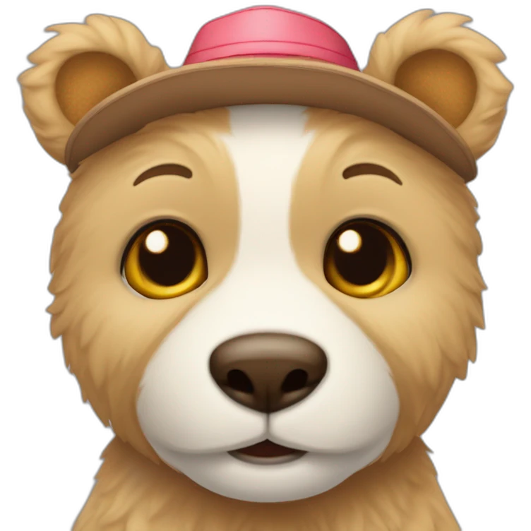 Un tierno oso usando gorros de cumpleaños  emoji