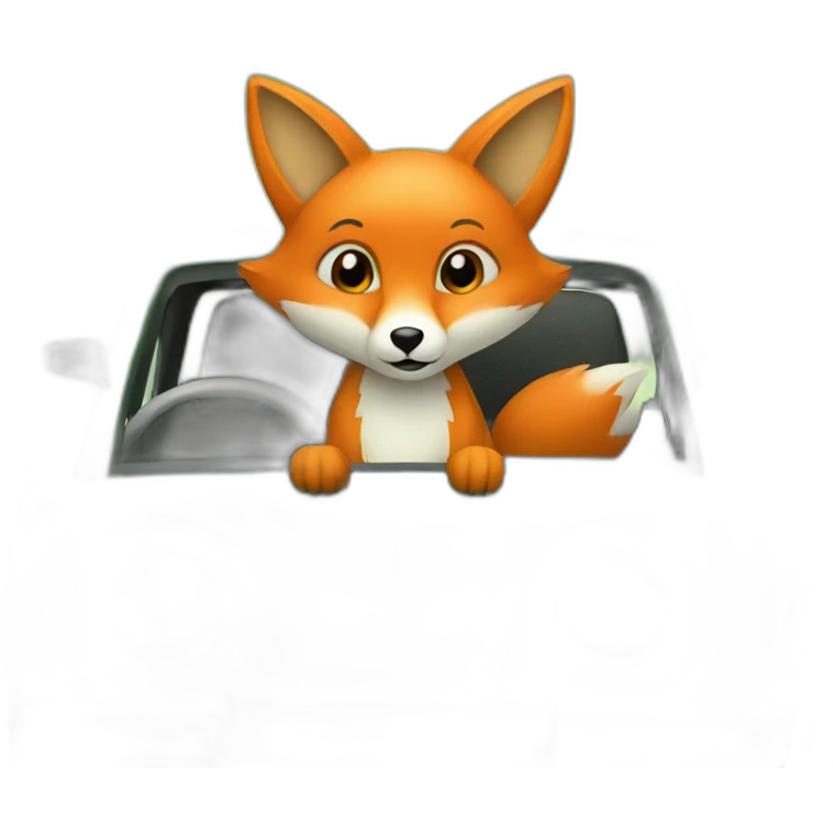 Fox in a green car emoji