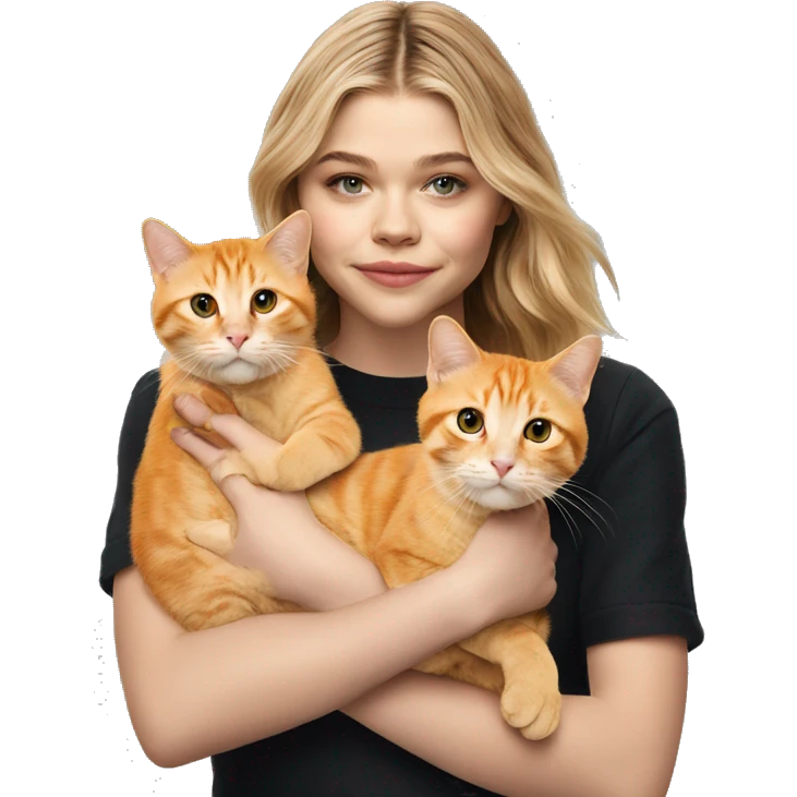 Chloe grace moretz holding two orange cats emoji
