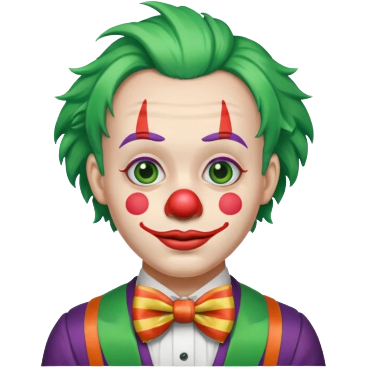 Clown with striped bow tie, green hair emoji
