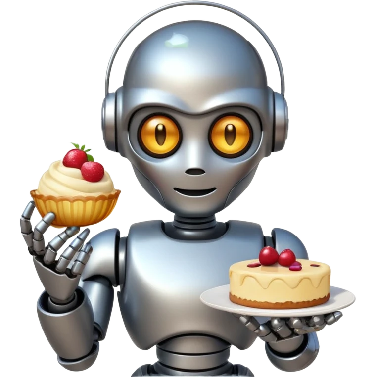 The robot is holding dessert in its hands, 3d emoji emoji