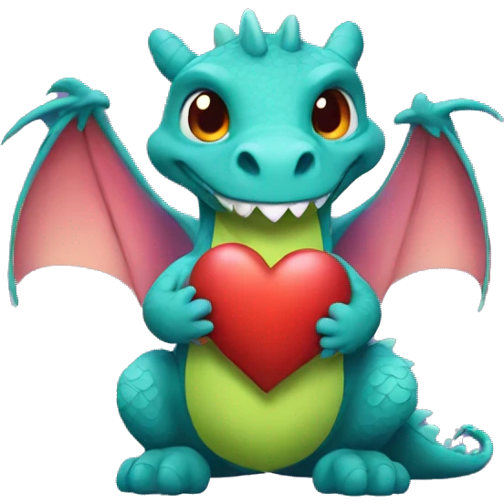 Dragon holding a heart  emoji