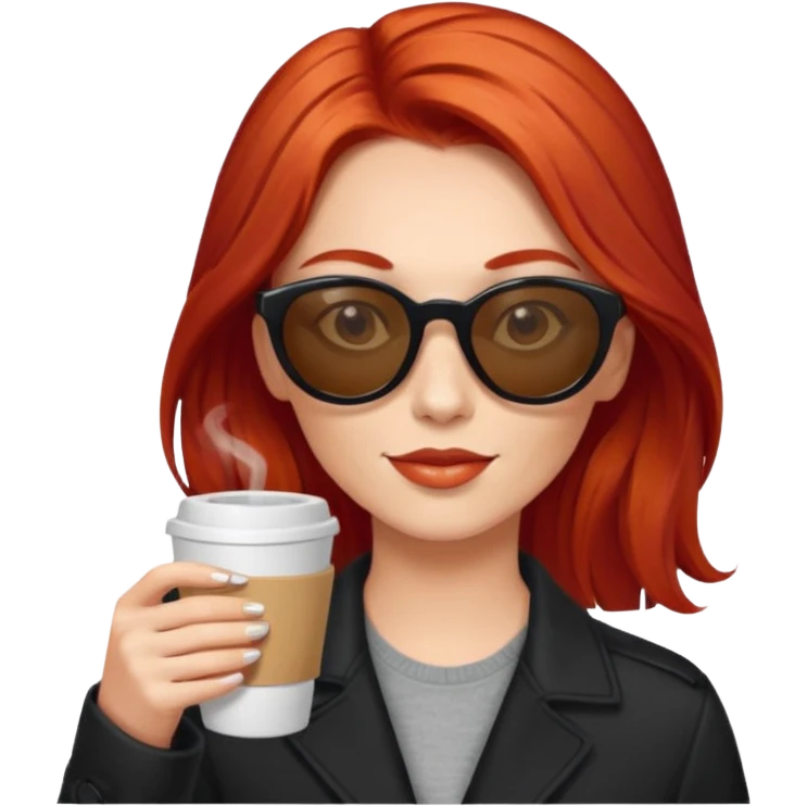 sunglasses red hair woman drink coffee emoji