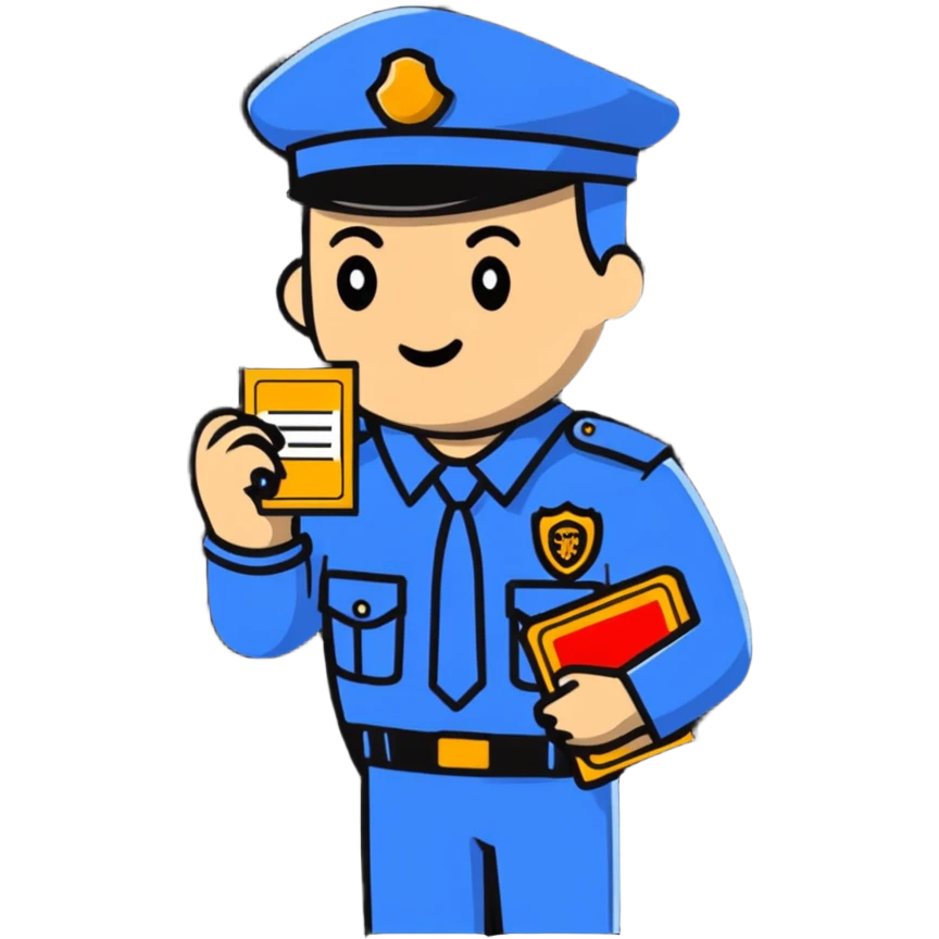 security officer holding a ticket emoji