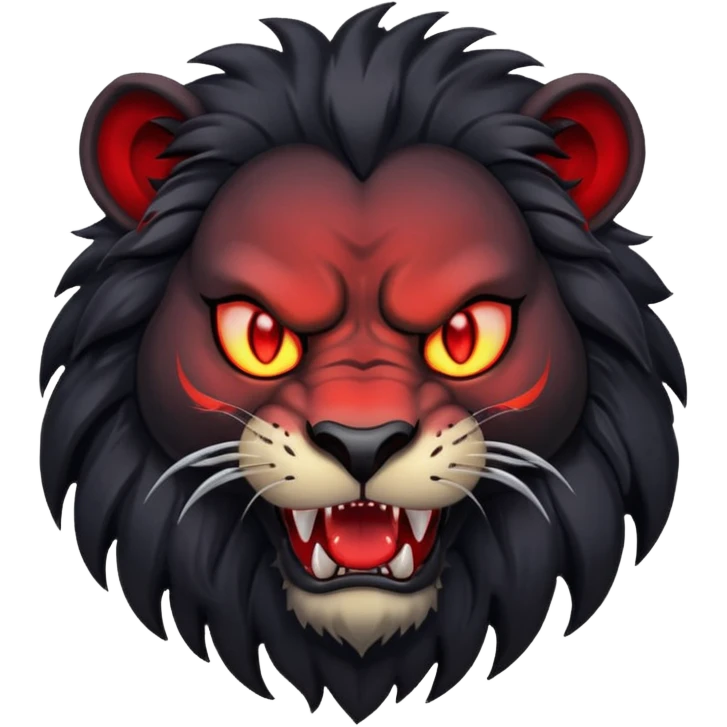 evil lion with glowing red eyes emoji