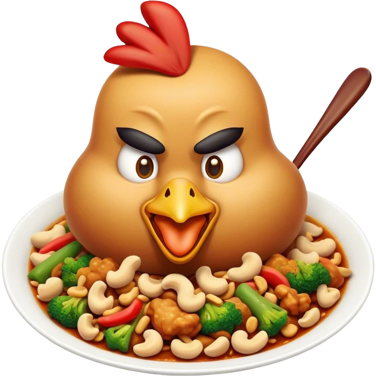 Cinematic Realistic Kung Pao Chicken Dish Emoji, showcasing spicy, stir‚Äêfried chicken with peanuts and vegetables rendered with dynamic textures and vibrant lighting. emoji