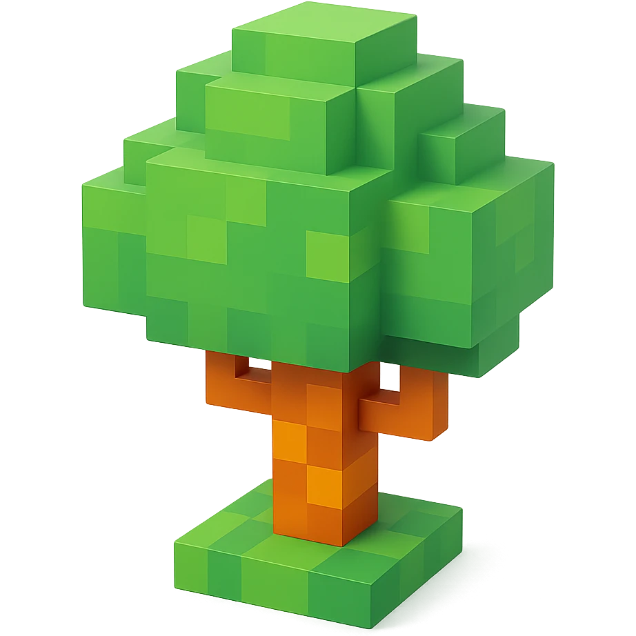 A voxel-style tree. emoji