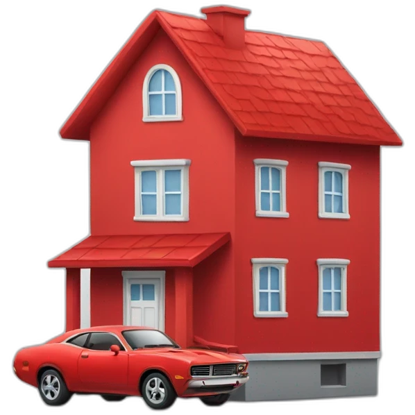 Red car with house emoji