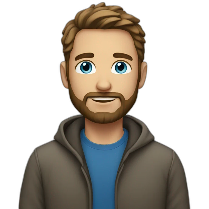 35 year old man with beard and blue eyes emoji