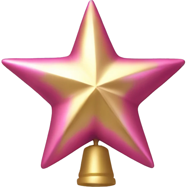 Realistic isolated gold and pink metallic star christmas tree topper. emoji