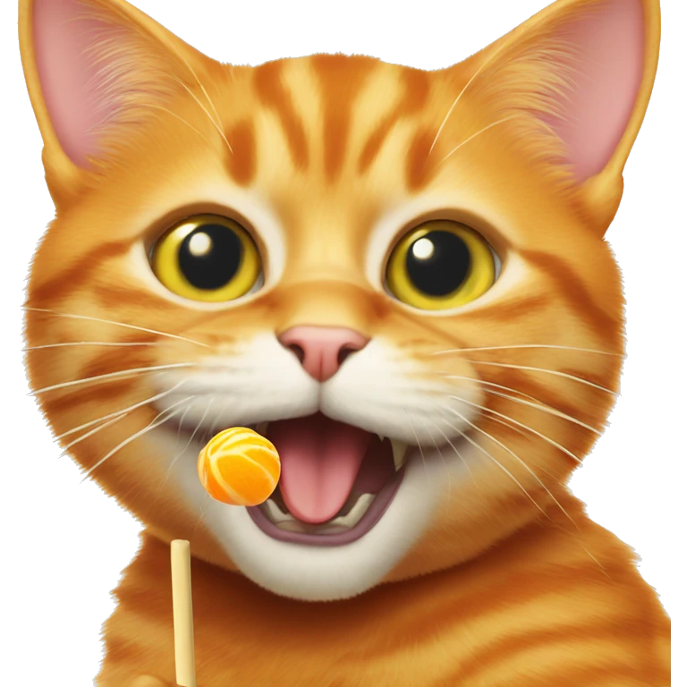 Orange cat that is licking a lollipop  emoji